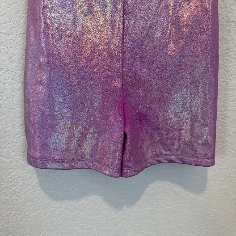 Justice Girls Leotard Size 10 Shimmer Design Purple Shorts Sparkle Gymnastics